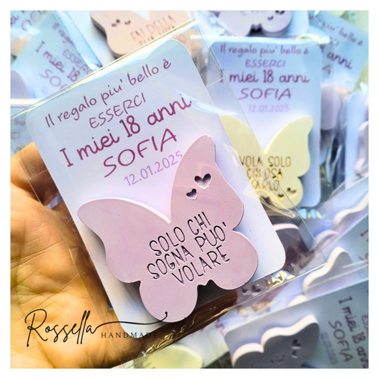 Bomboniere Farfalla 18 anni con Frasi Motivazionali- kit 10 pezzi