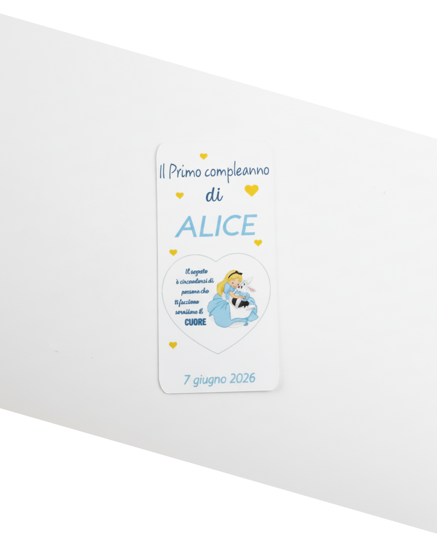 Segnalibro segnaposto personalizzato – Tema Alice nel Paese delle Meraviglie