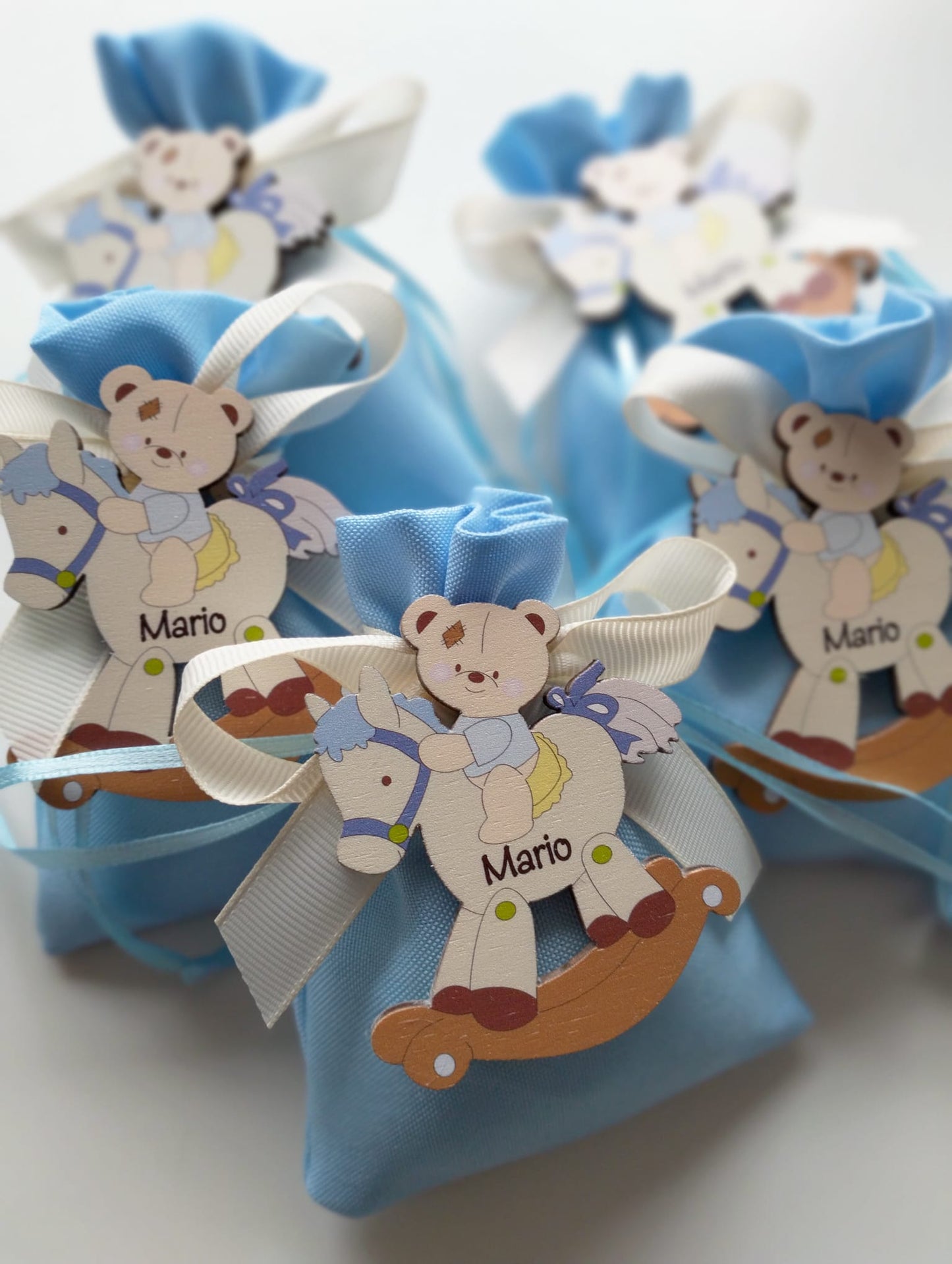 Sacchetto Nascita Portaconfetti con Calamita Personalizzata in Legno