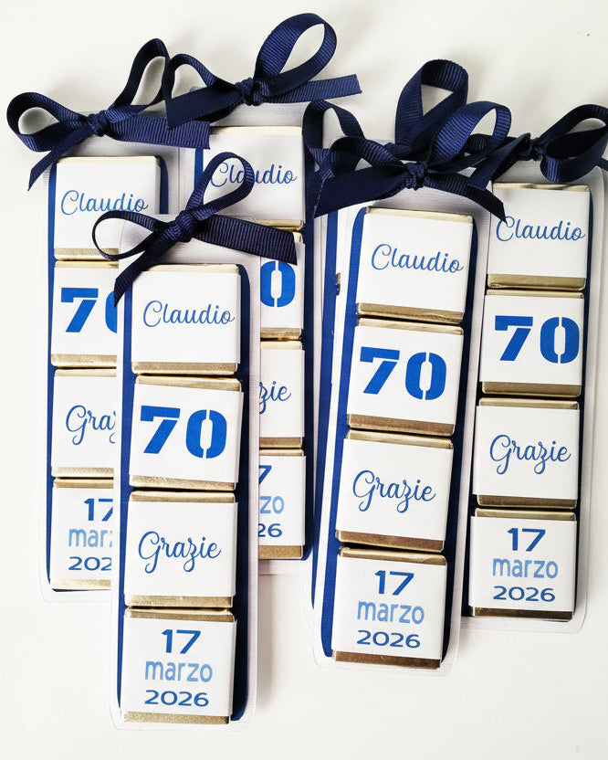 Bomboniera elegante 50 anni, 60 anni, 70 anni con cioccolatini personalizzati I Segnaposto compleanno