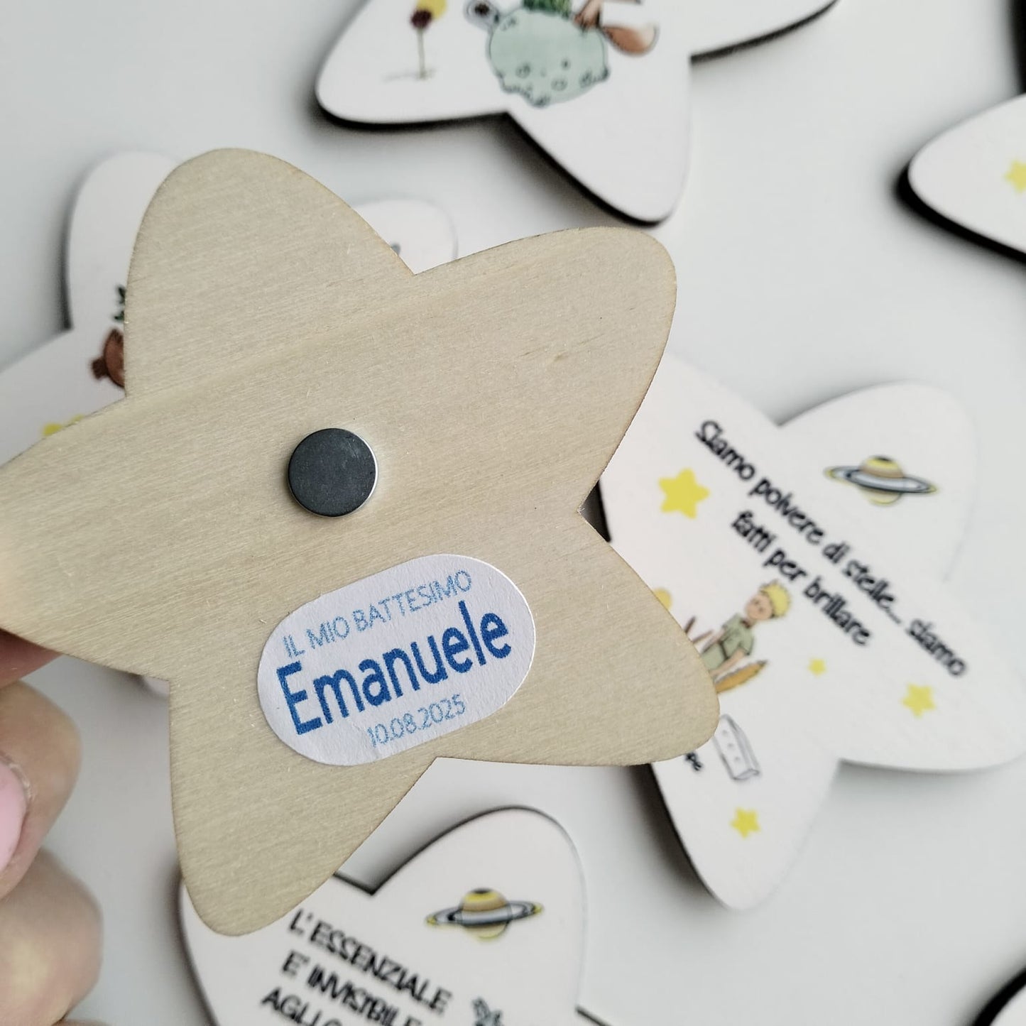 Stelline in legno con Frasi Motivazionali – Magneti Il Piccolo Principe – Bomboniere, Segnaposto, Regalo Fine Anno