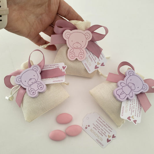 bomboniera nascita e battesimo con Orsetto