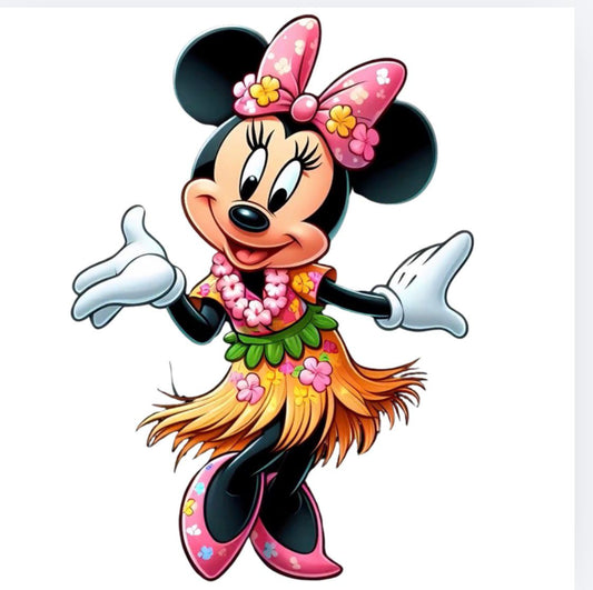 Calamita in Legno Minnie Hawaiana Primo Compleanno bimba