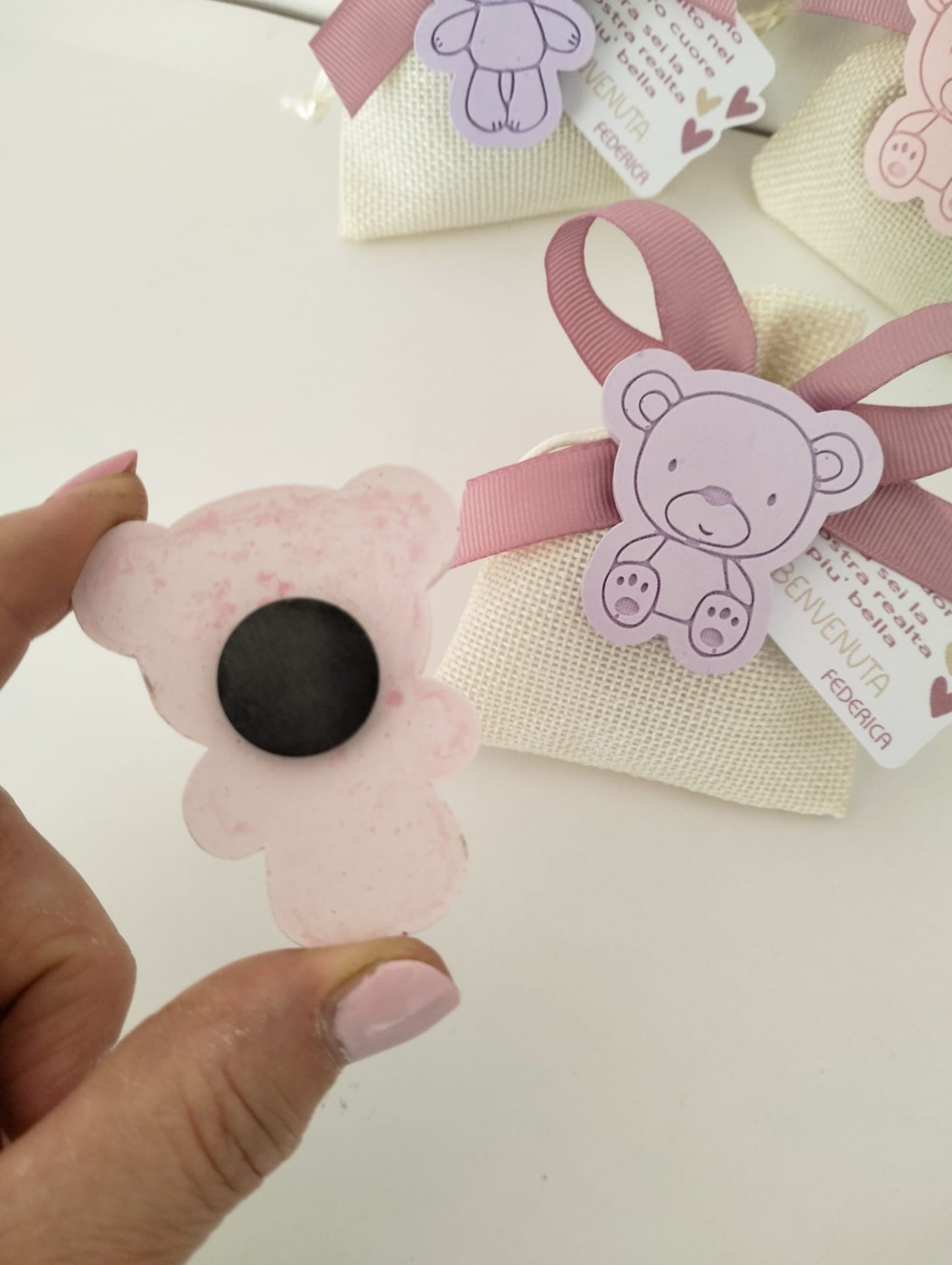 Kit Bomboniere Nascita e Battesimo Bimba – Orsetti Rosa, Lilla e Celesti