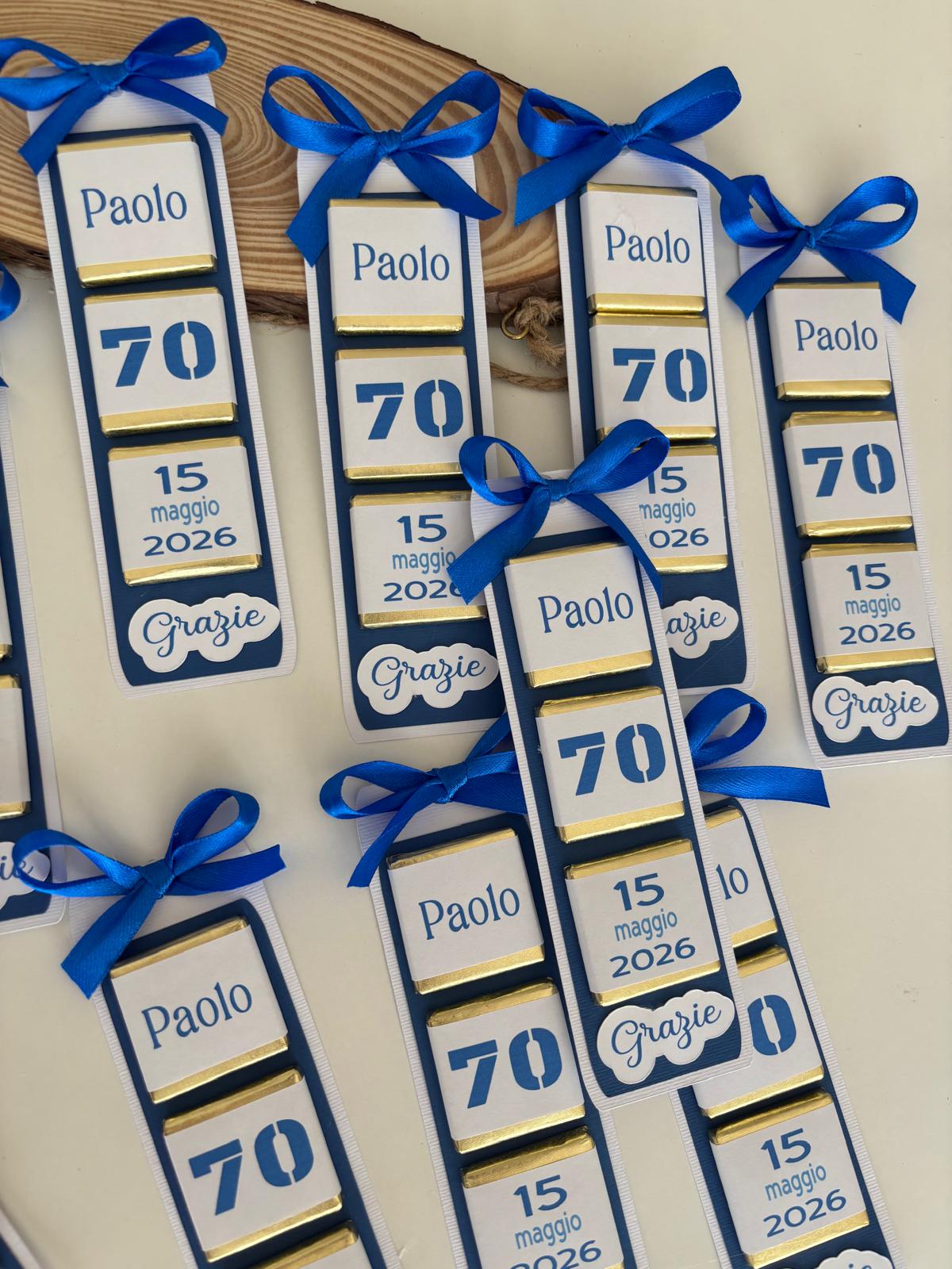 Bomboniera elegante 50 anni, 60 anni, 70 anni con cioccolatini personalizzati I Segnaposto compleanno