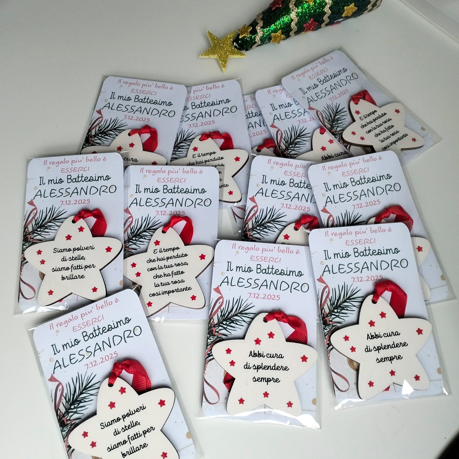 bomboniere in legno per battesimo natalizio