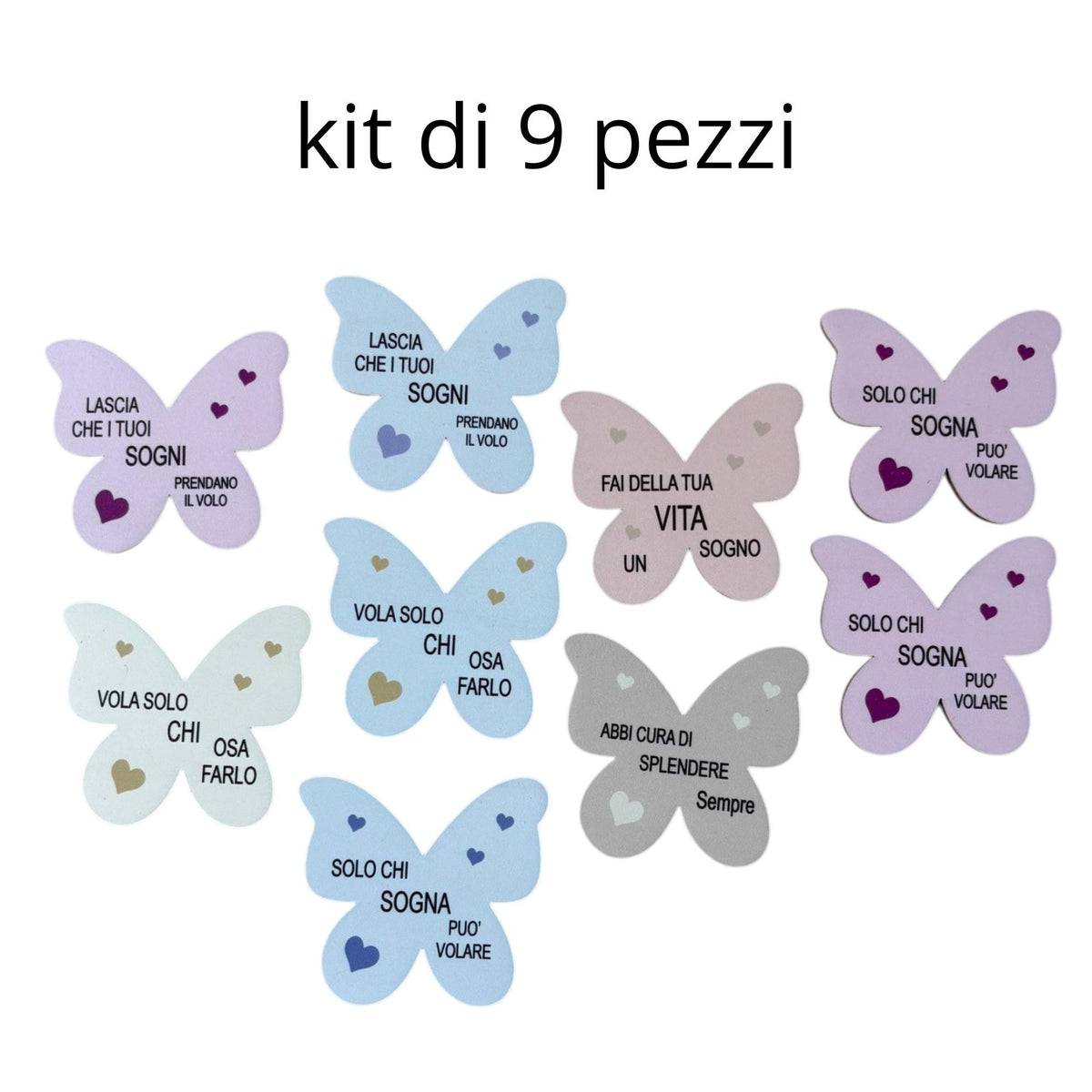 Kit 9 Magneti Farfalla con Frasi Motivazionali – Artigianato Pugliese