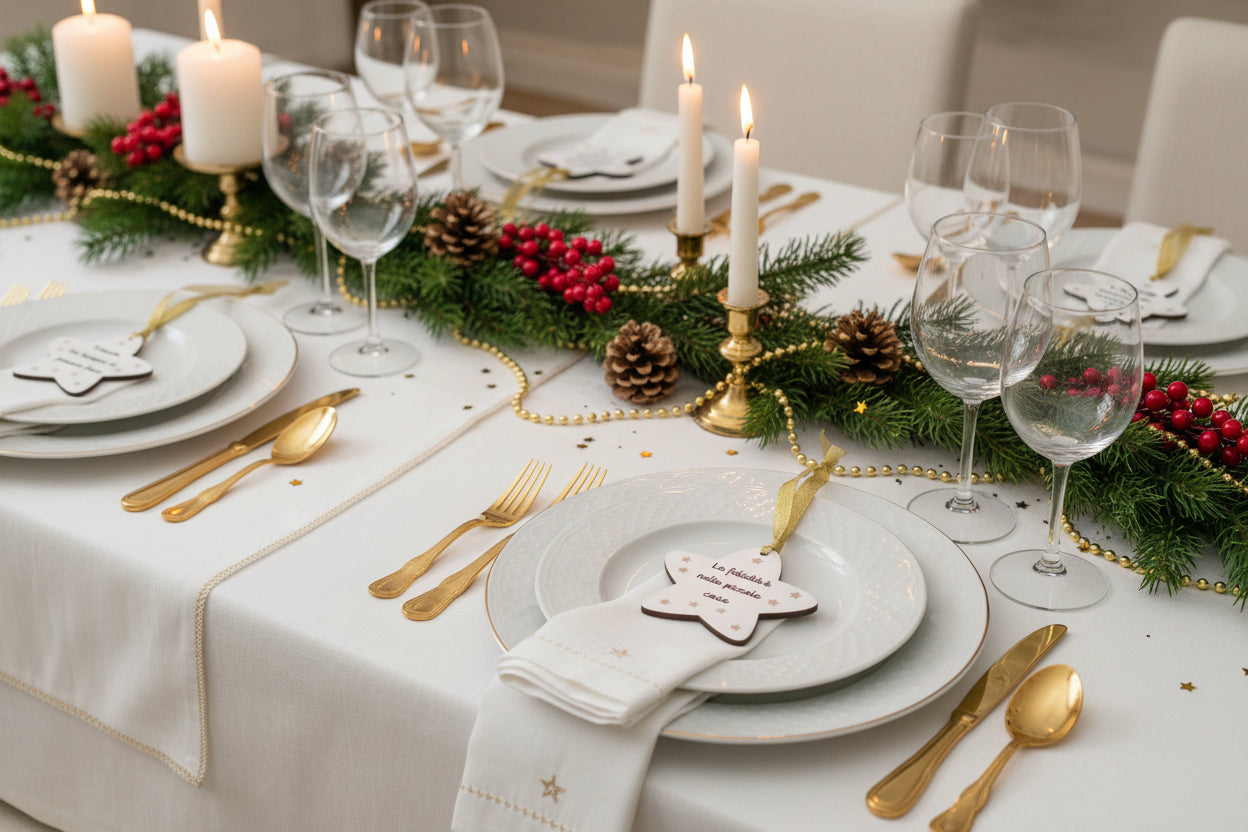 Kit 8 Decorazioni Natalizie in Legno con Frasi Motivazionali – Set Misto Stelle e Palle di Natale in Pioppo (8 cm)