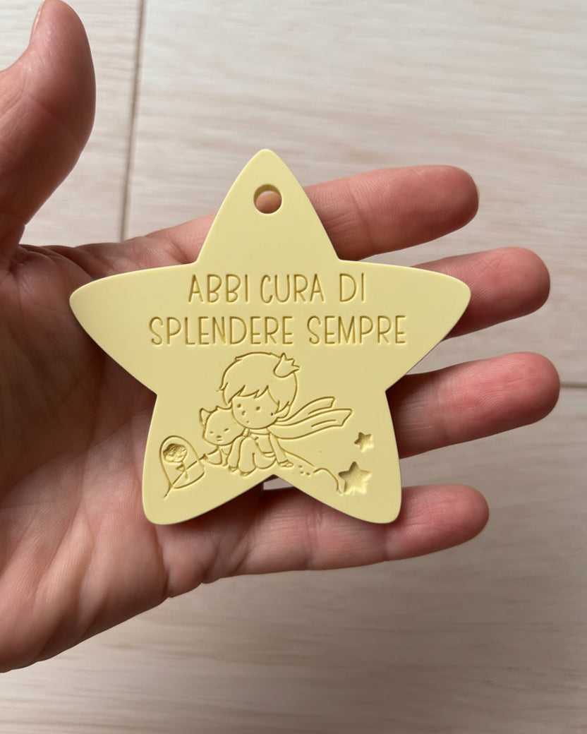 addobbi natalizi, stelle in resina con frasi piccolo principe