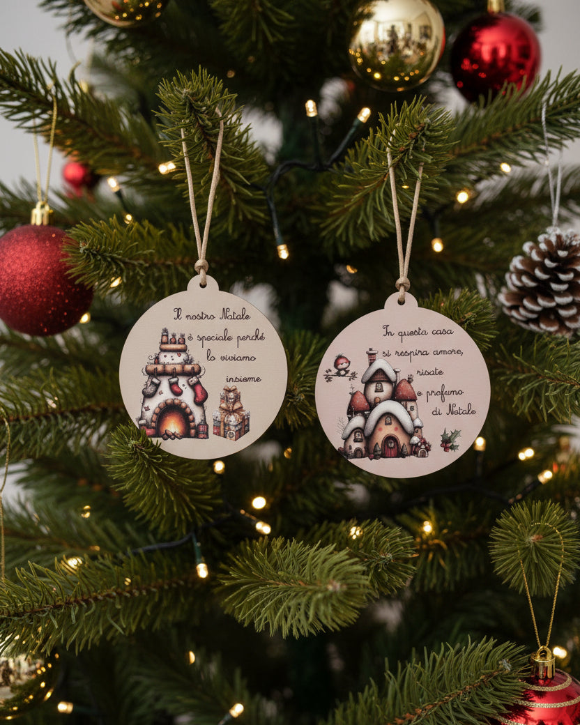 addobbi per albero di natale in legno con frasi motivazionali