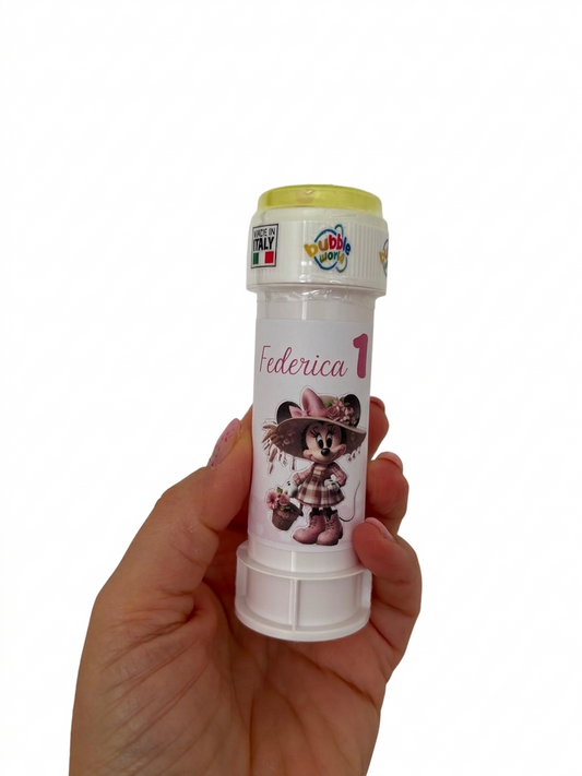 bolle di sapone personalizzate per primo compleanno bimba tema minnie mouse