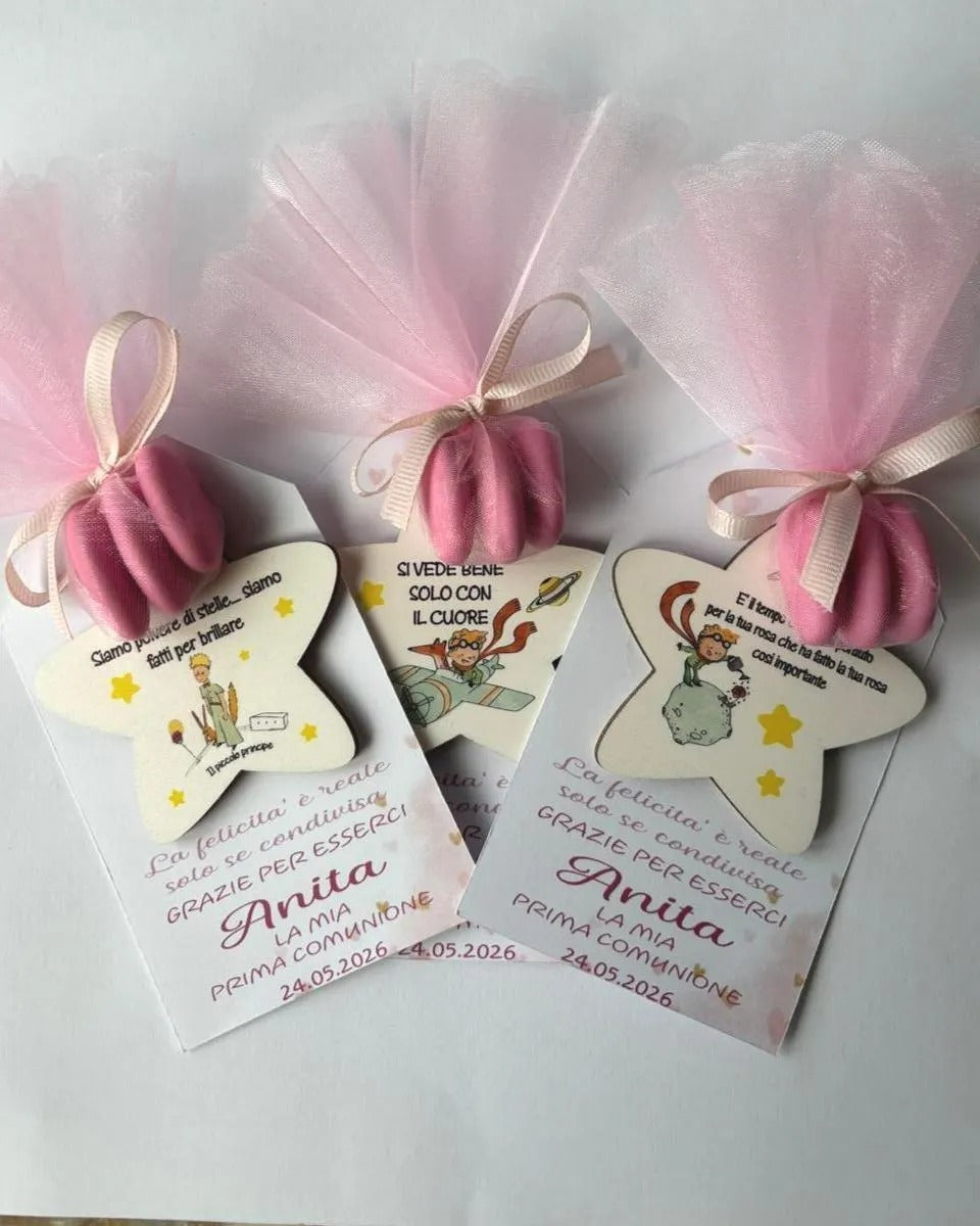 Bomboniera / Segnaposto Primo Compleanno Battesimo e Prima comunione Tema Piccolo Principe – Personalizzata con Nome