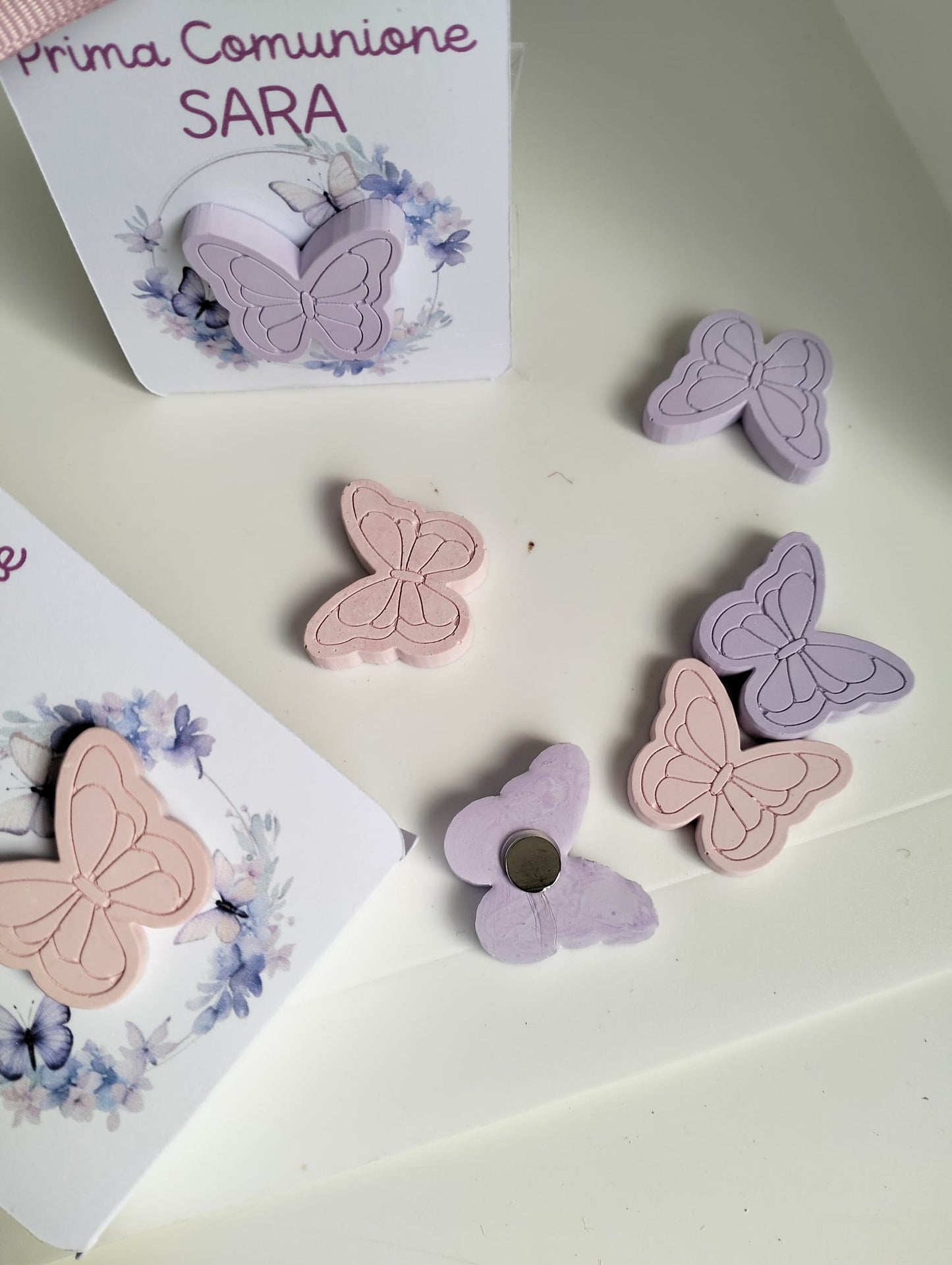 scatoline comunione con farfalle rosa e lilla