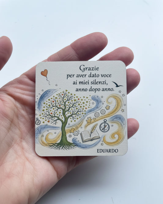 calamita con frase motivazionale, messaggi per maestre