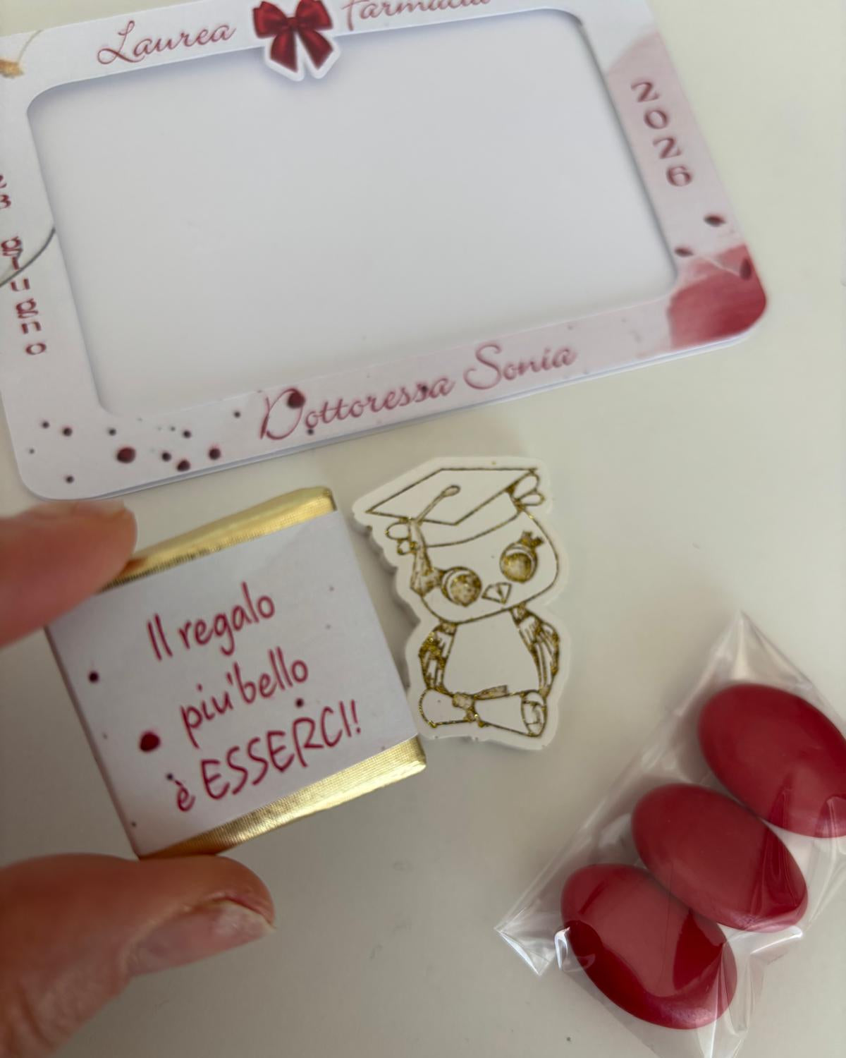 cioccolatino personalizzato con frase di ringraziamento per bomboniera laurea