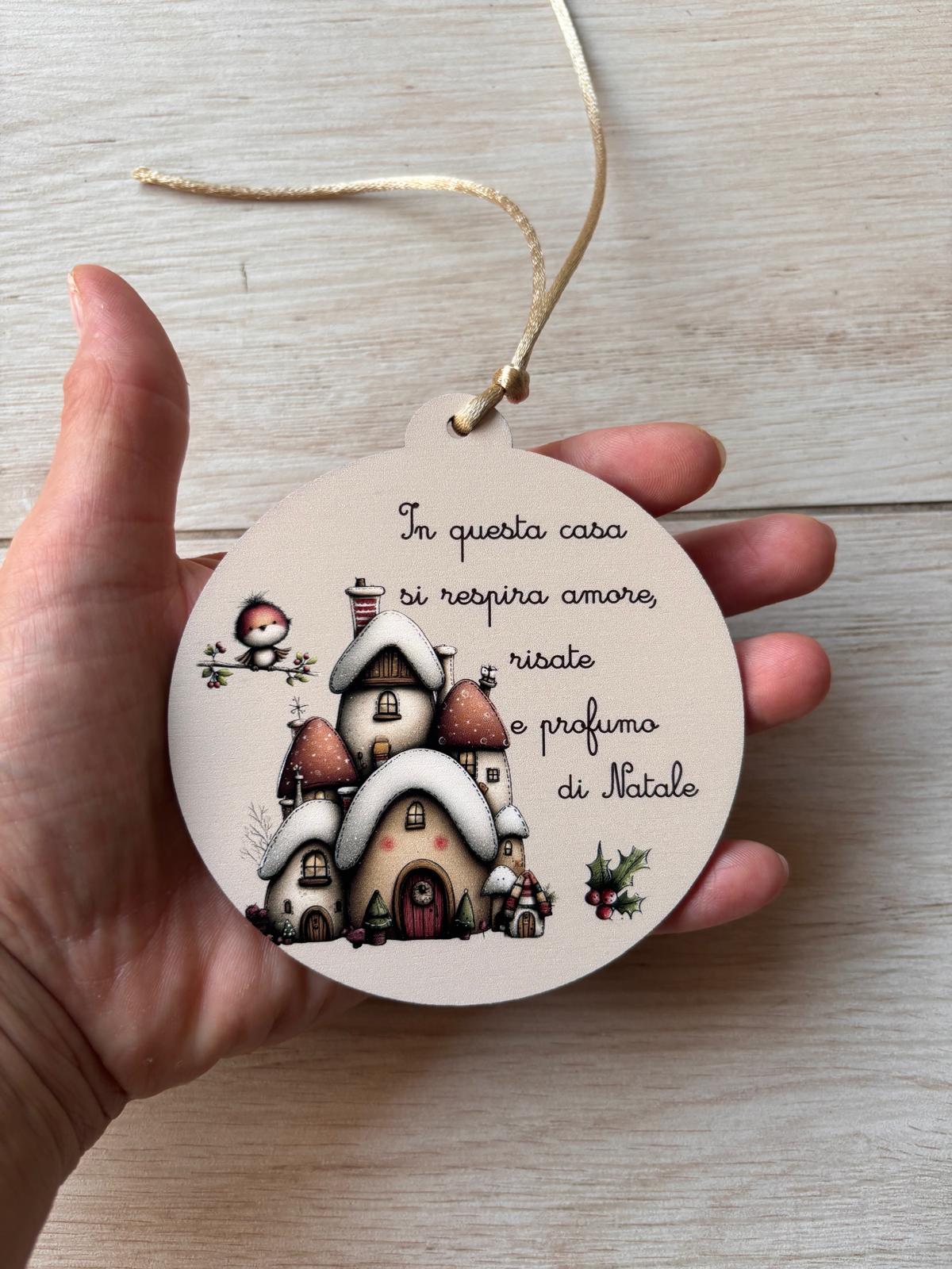 Addobbi Natalizi in Legno con Frasi Motivazionali – Set da 6 Pezzi