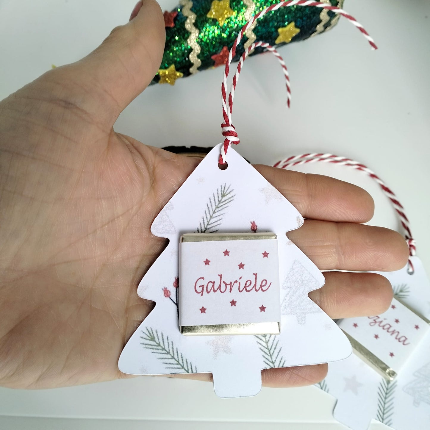 Segnaposto natalizio con cioccolatino personalizzato