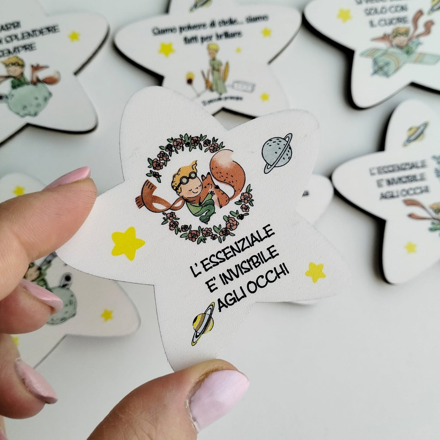 Stelline in legno con Frasi Motivazionali – Magneti Il Piccolo Principe – Bomboniere, Segnaposto, Regalo Fine Anno
