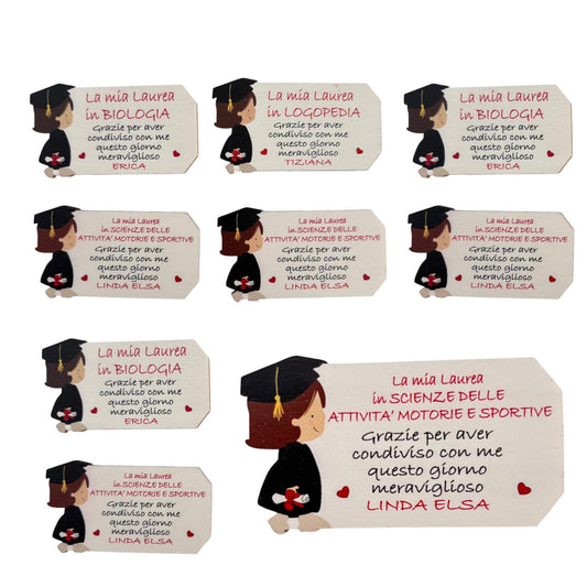 Kit 9 Calamite Personalizzate per Laurea in Legno – Bomboniere Laurea con frasi motivazionali