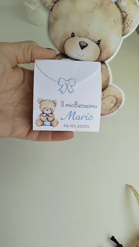 segnaposto con confetti per battesimo