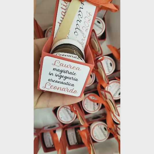 Bomboniere per laurea, nutellina personalizzata con cucchiaino