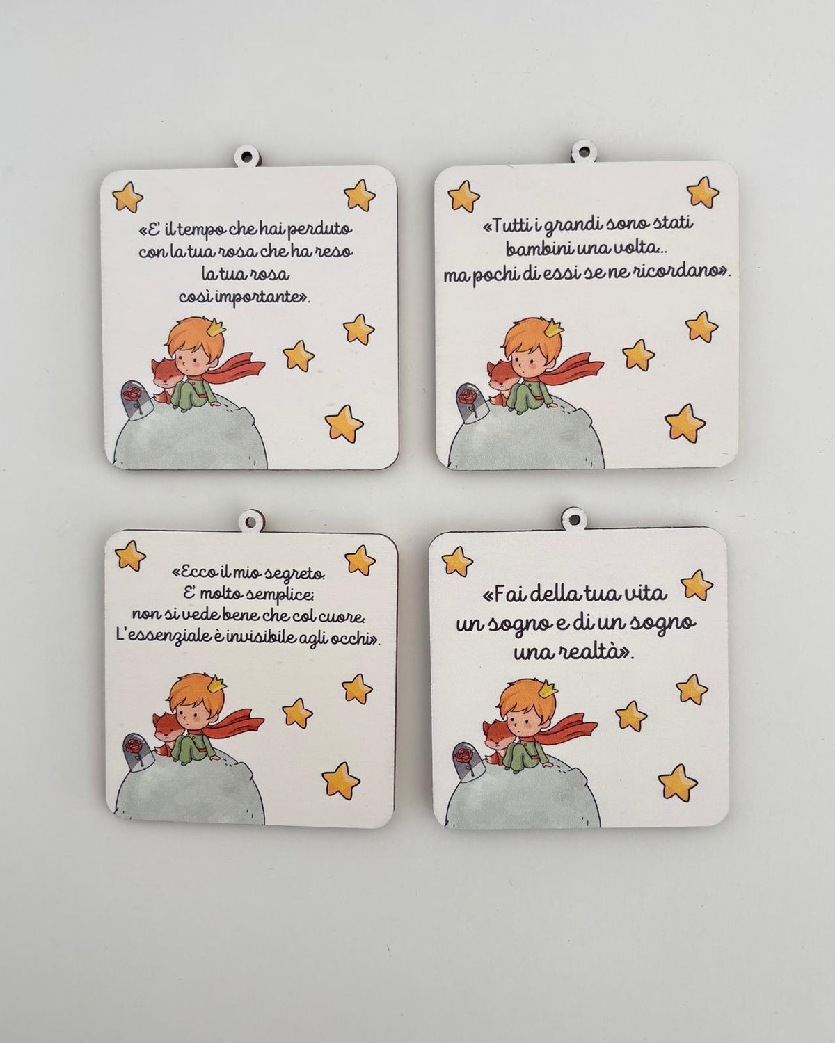 Quadretti in legno con frasi motivazionali, tratti dal libro del piccolo principe