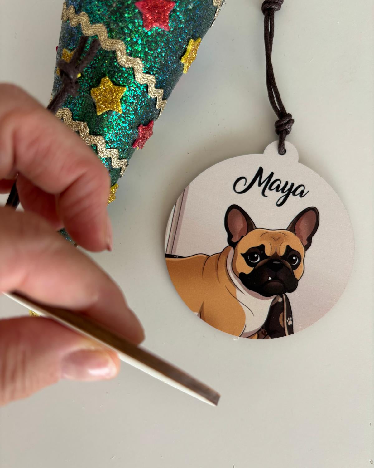 regali di natale, addobbi per albero, personalizzati con foto cartoon del proprio cane