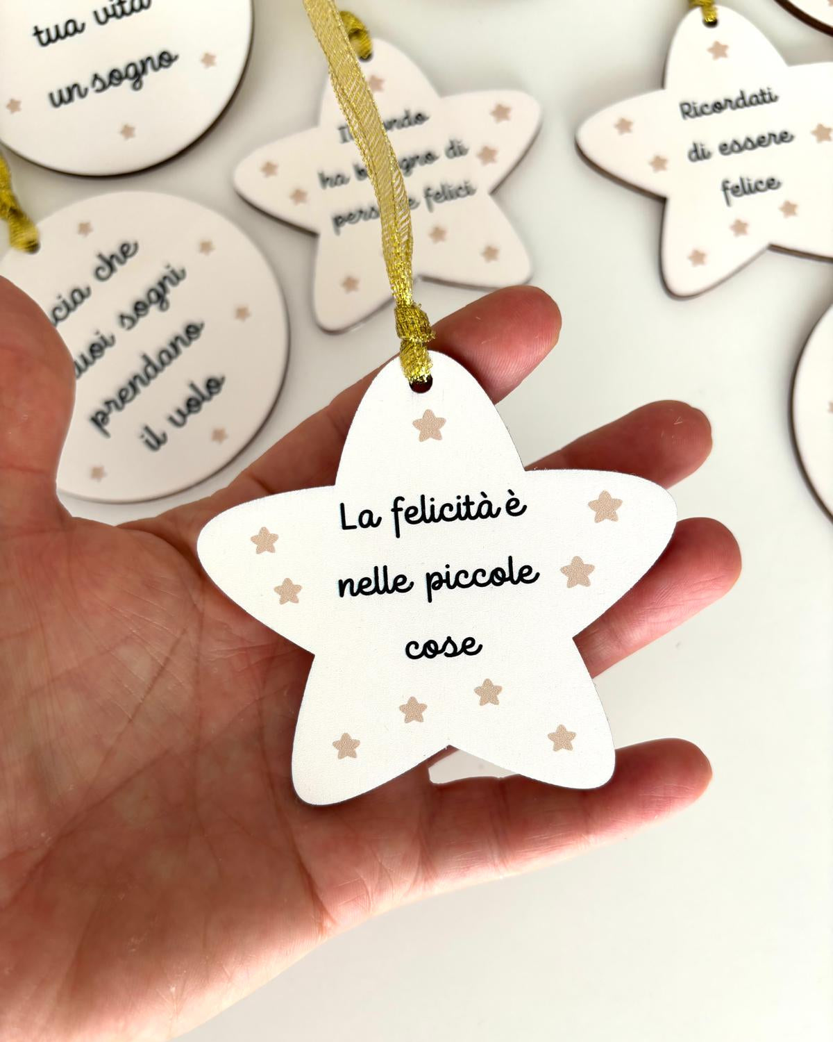 stella di natale con frase : " la felicita' è nelle piccole cose"