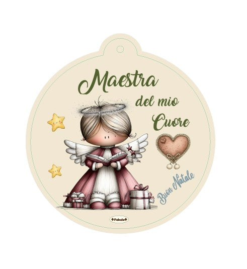 Regalo natale per maestra, palla in legno 10 cm