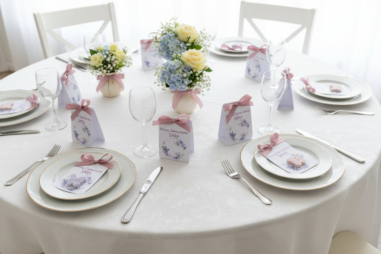 Scatolina Porta Confetti Prima Comunione Bimba Personalizzata – Tema Farfalle