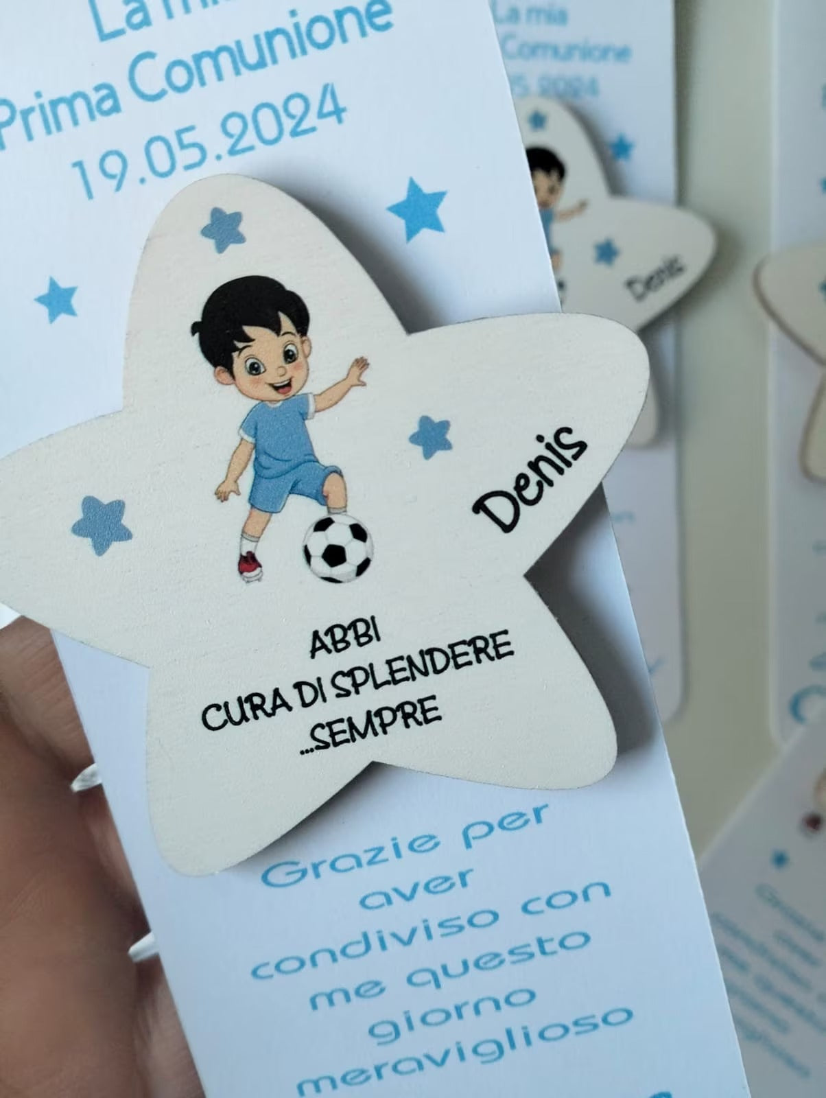 Segnaposto Segnalibro Tema Calcio personalizzato- Prima Comunione o Cresima
