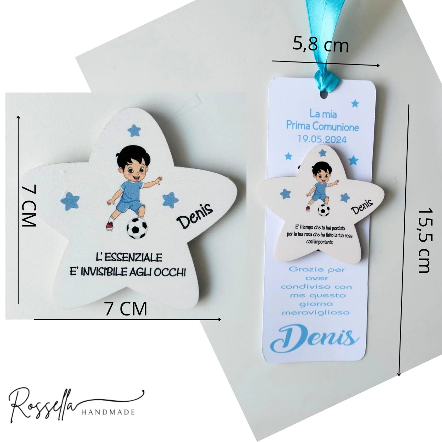 Segnaposto Segnalibro Tema Calcio personalizzato- Prima Comunione o Cresima