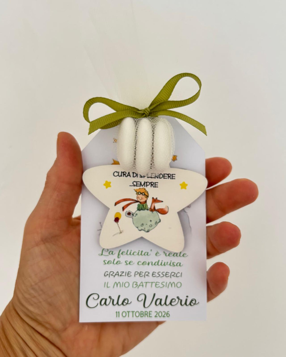 segnaposto battesimo tema piccolo principe maschio