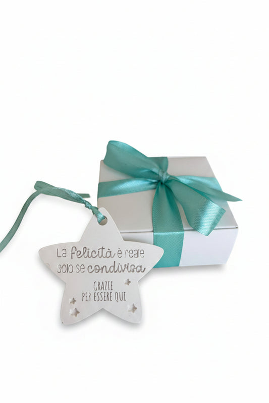 segnaposto bomboniera per battesimo, prima comunione, laurea colore tiffany