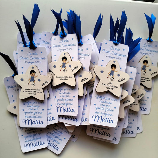 Segnaposto Segnalibro Tema Calcio personalizzato- Prima Comunione o Cresima