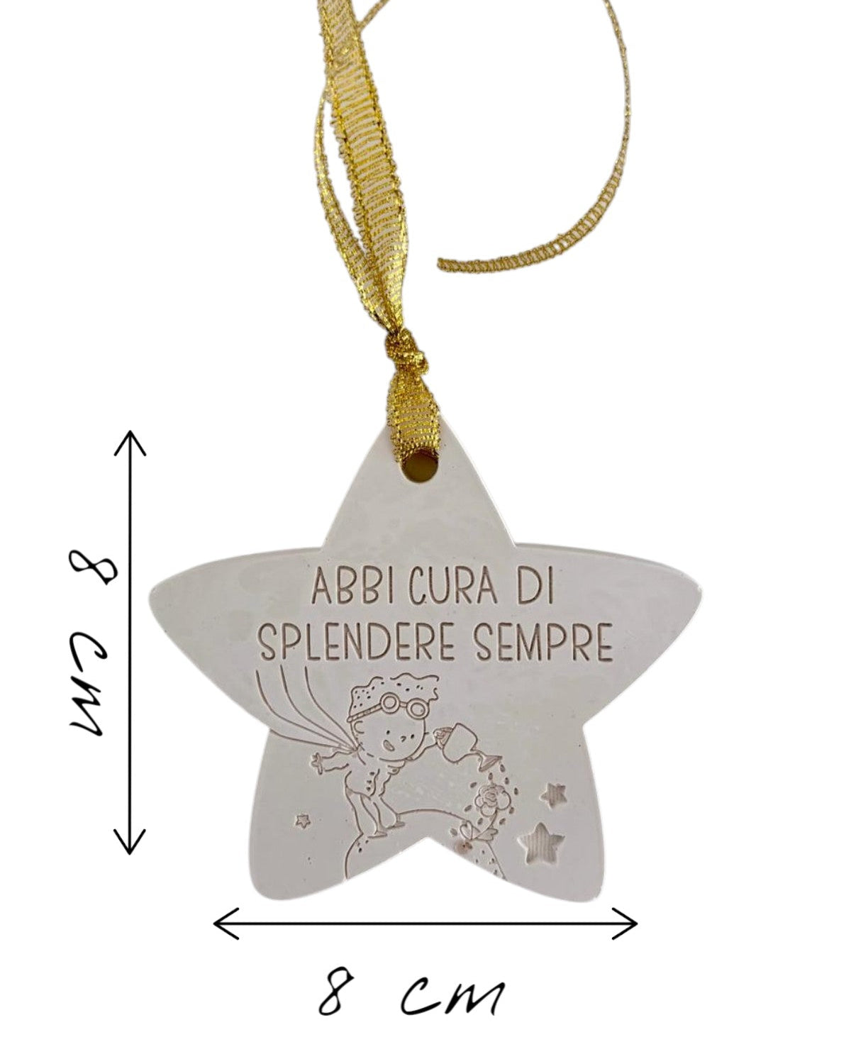 stella piccolo principe con frase "Abbi cura di splendere sempre"